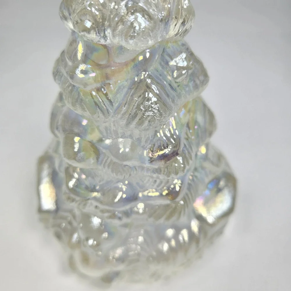 Vintage Clear Iridescent Carnival Glass Christmas Tree Star Topper Holiday Decor